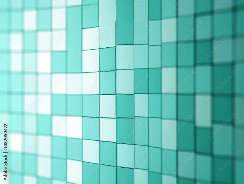 Poster dynamic mosaic wall art displaying turquoise tiles indoor space abstract design modern environment c