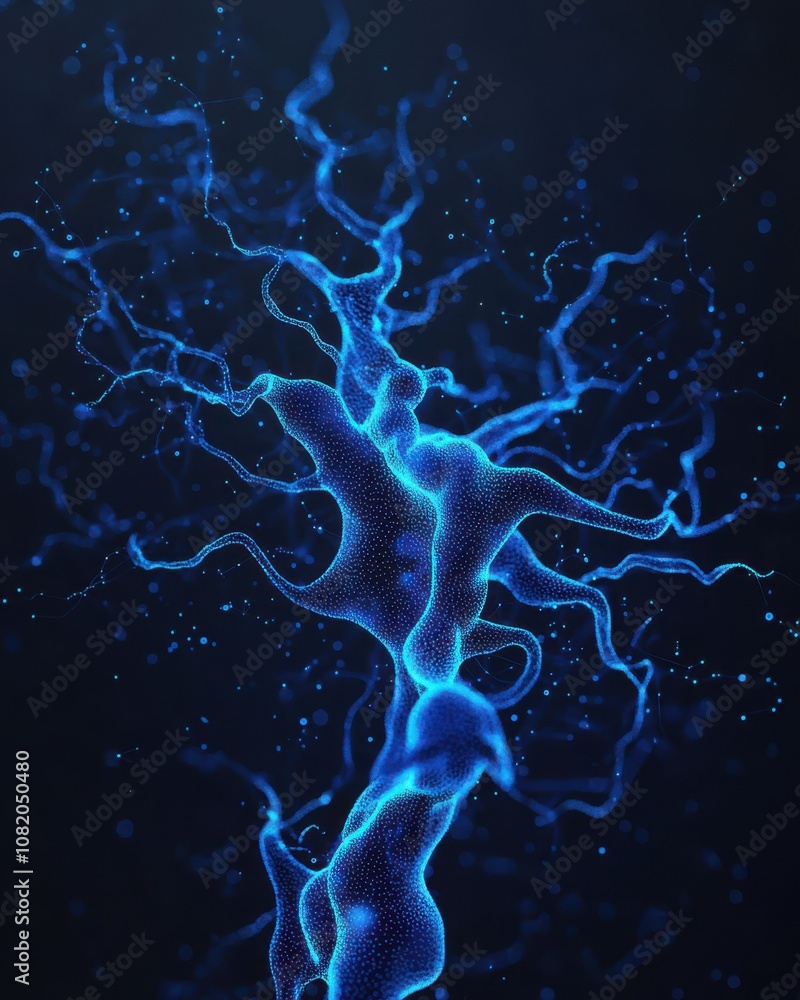 Poster dynamic neural network visualization abstract science concept digital environment dark background cl