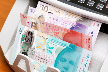 Scottish pound in the counting machine