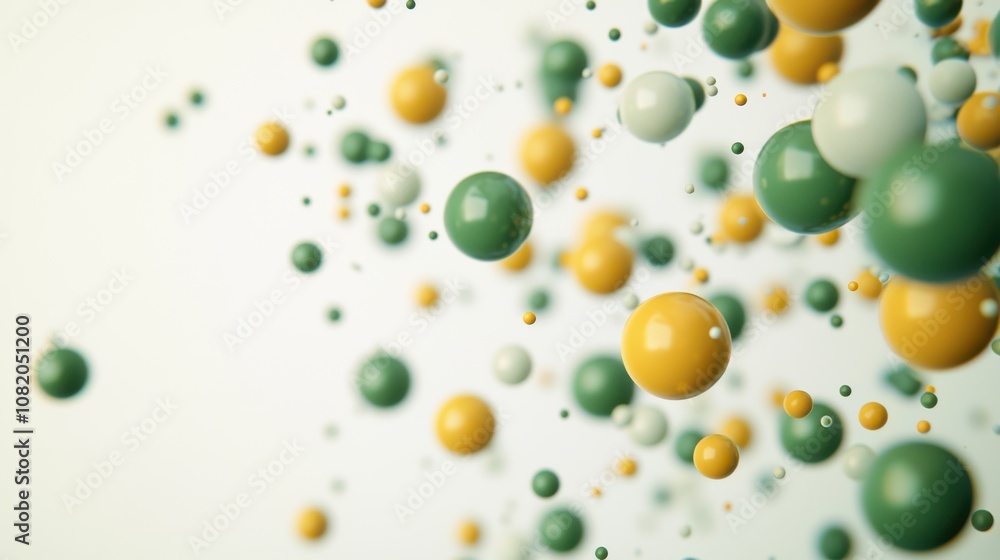 Poster dynamic movement of colorful spheres in a scientific environment abstract conceptual viewpoint for v