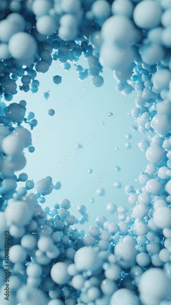 Aufkleber dynamic blue spheres in abstract composition digital art studio environment close-up viewpoint scien