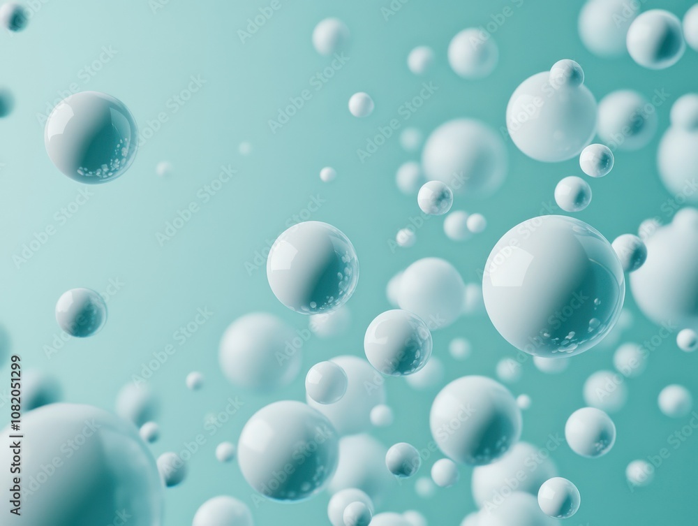 Poster bubbles rising in aqua background abstract science concept digital artwork calm environment macro vi