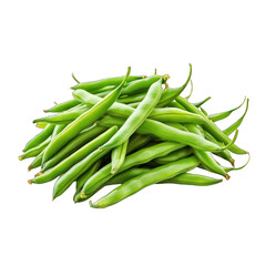 Pile of fresh green beans isolated on transparent background