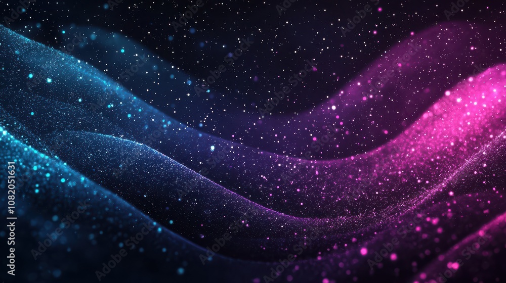 Poster dynamic wave patterns in vibrant colors abstract digital art surreal environment aesthetic viewpoint
