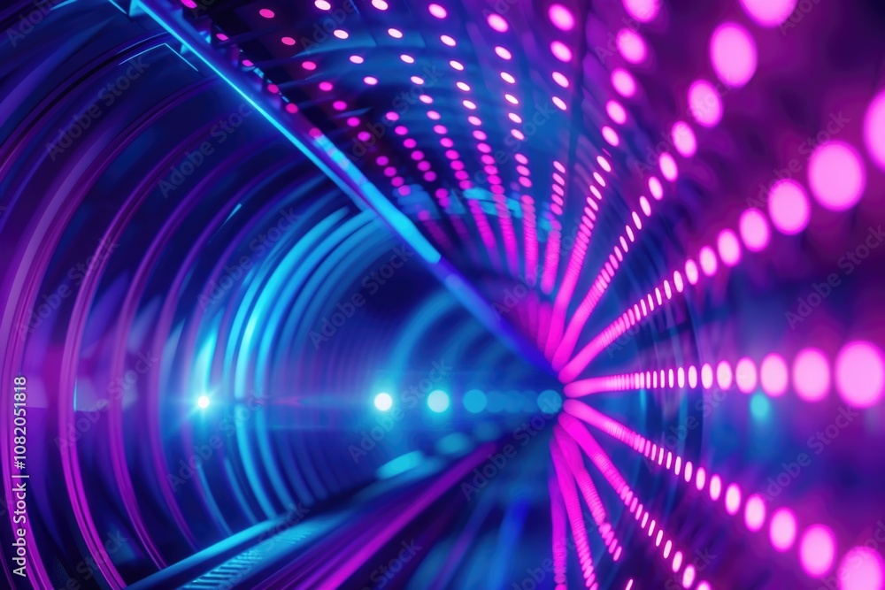 Poster a bright and vibrant tunnel of lights, perfect for adding a pop of color to your design or project