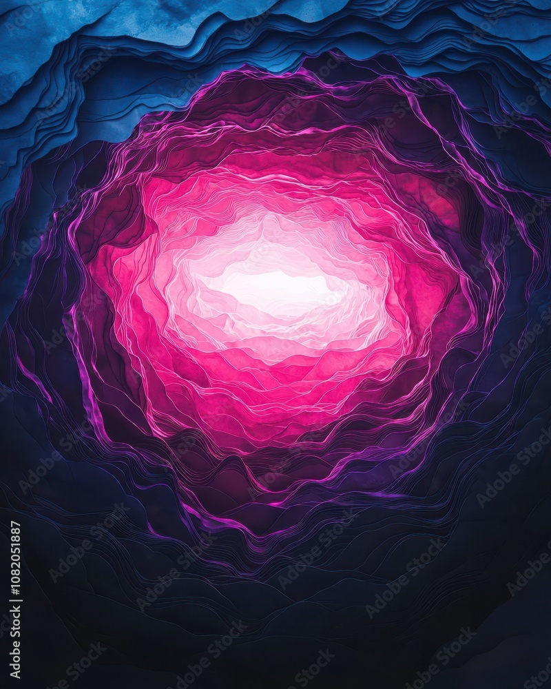 Poster exploring vibrant layers of abstract depth digital art space graphic design colorful environment aer