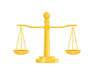 vector illustration design of a scale tool made of gold with a chain on each side, usually used to weigh things, it can also be a symbol of the goddess of justice