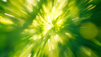 Abstract Green Light Burst with Bokeh Effect Background 