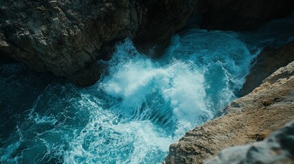 Obraz premium Ocean Waves Crashing Against Cliffside