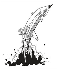 fast moving rocket stock illustration 