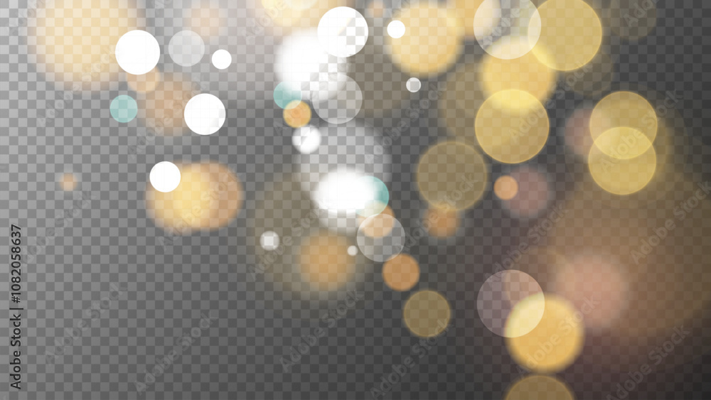 Poster vibrant festive bokeh lights. abstract blurred overlay design. bright blur light effect. transparent