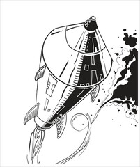 fast moving rocket stock illustration 