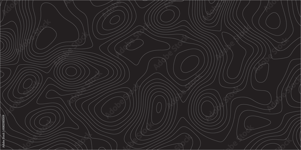 Aufkleber abstract white on black background topographic line map pattern. modern abstract design concept eleg