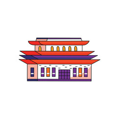 Vector illustration with pagoda icon on white background. Flat design 