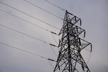Solar power pole with colorful sky background, Clean solar energy concept power assists in charge...