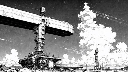 Star Colony Black and White Anime Image