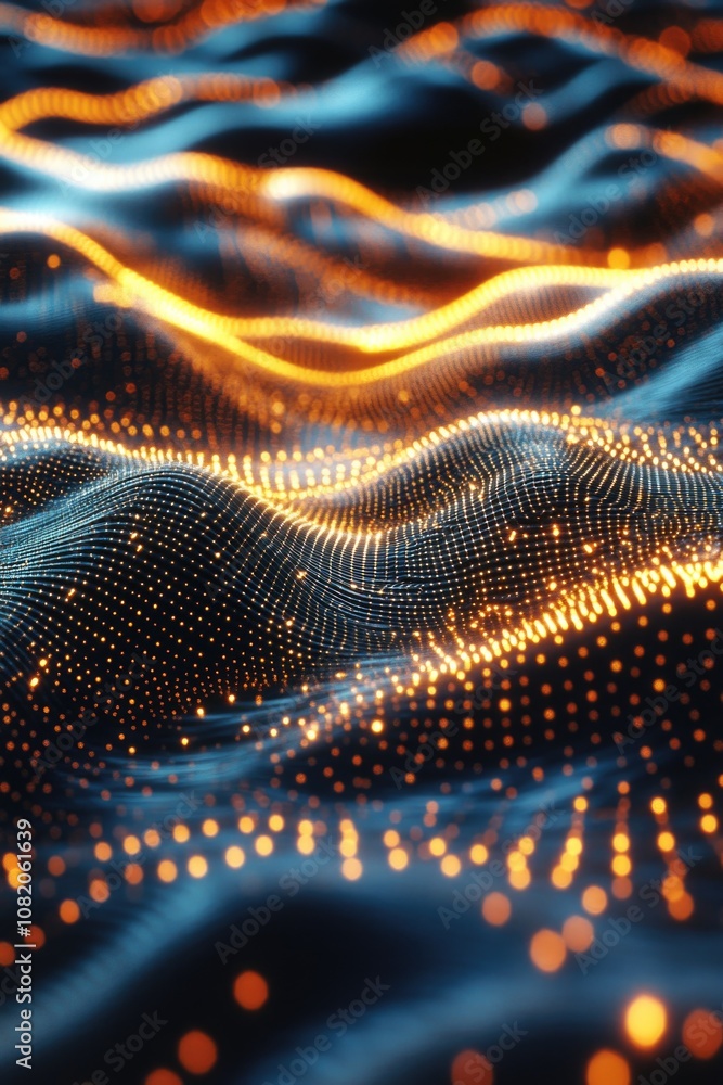 Poster computer-generated image of a wave of light, suitable for use in futuristic or technological context