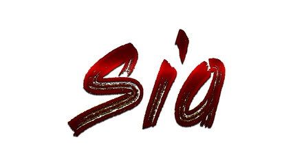 3D blood red design of name Sia on white background.