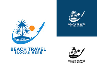 Travel Logo Icon Design Vector, Travel Beach logo design template