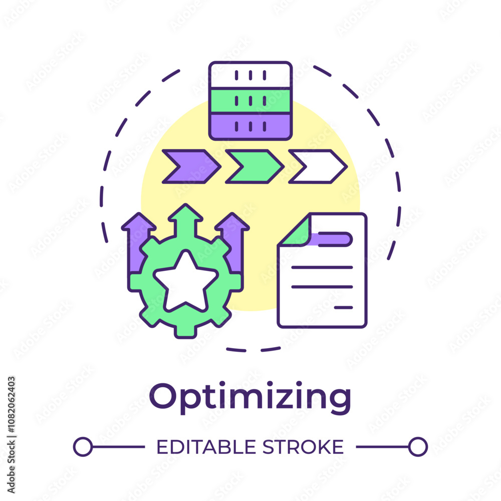 Poster optimizing stage multi color concept icon. data governance maturity model. continuous improvement. r