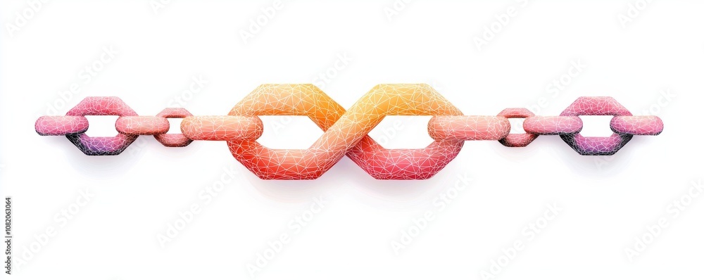 Poster quantum computing of cryptography concept. a vibrant, colorful chain-like design featuring interlink
