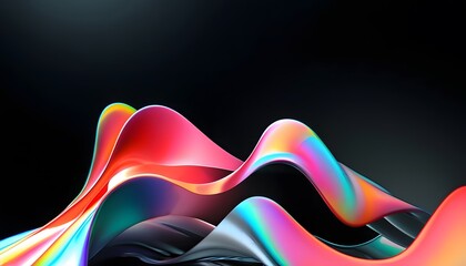 Abstract black backdrop with chrome shapes in a psycho color scheme