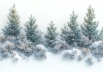 Fototapeta premium Snow Covered Trees in a Winter Wonderland: A Serene Landscape