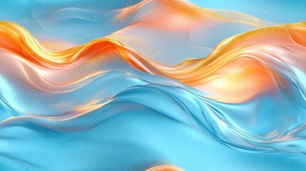 Vibrant abstract waves with blue and orange gradient flowing in a fluid motion