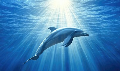 Obraz premium A dolphin is swimming in the ocean