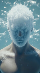 Fototapeta premium 3D Illustration Frozen Man, Ice, Winter, Cold