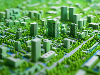 3D Green City Illustration Eco-Friendly Urban Landscape
