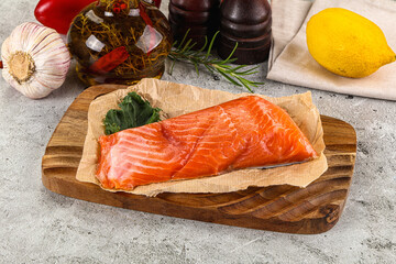 Piece of cut salmon fillet