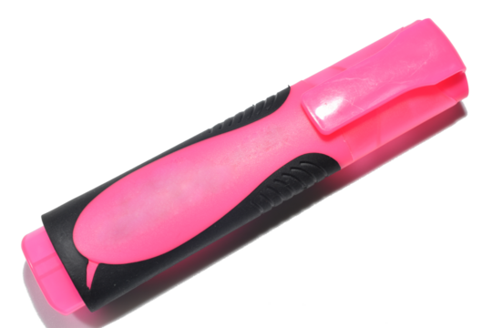 A pink text marker lies on a PNG background.