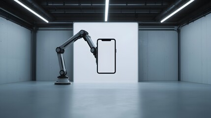 Robotic Arm Presenting Smartphone Mockup 