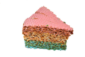 A wafer cake with condensed milk lies against a PNG background.