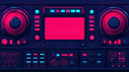 Obraz premium Retro Synthwave Boombox: Neon Nights 