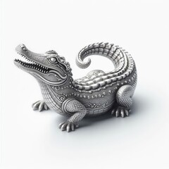 Fototapeta premium silver figure crocodile on a white background