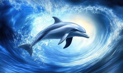 Obraz premium A dolphin is swimming in the ocean