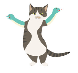 蛇のパペットを持つ巳年の猫