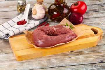 Raw pork tenderloin for cooking