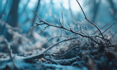 A branch covered in frost