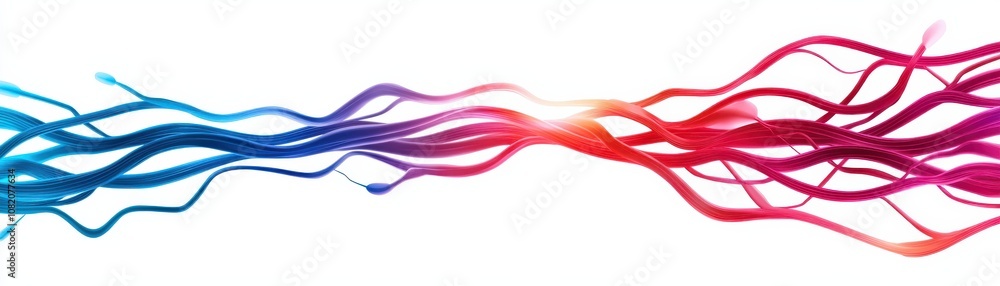 Poster quantum computing of cryptography concept. a vibrant visual of intertwining blue and red lines, repr