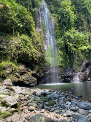 The beauty of Tebela Waterfall in Banyumas Regency, Central Java, indonesia. It was taken on November 18, 2024 by a professional. It's a wonderful waterfall with a nice view