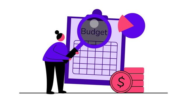 animation concept of analyzing and checking budget needs