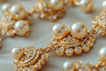 Pearls arranged on a table, suitable for jewelry or decorative use