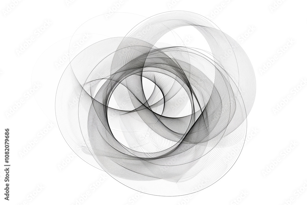 Poster minimalistic line art of intertwined circles, symbolizing unity and balance, drawn with smooth, cont