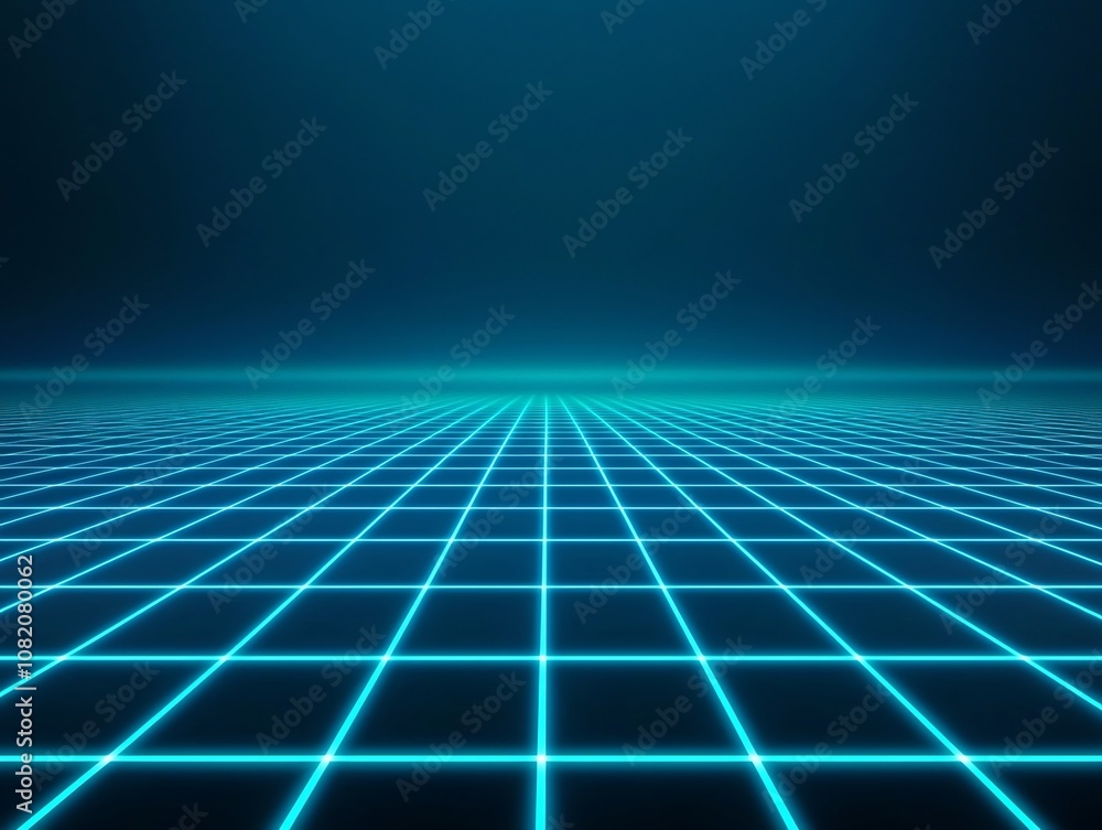 Poster glowing neon grid backdrop for futuristic tech and gaming concepts