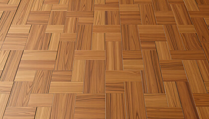 Rough parquet floor with a geometric pattern. Brown seamless wooden background. Wood texture, 8k unreal engine photorealism