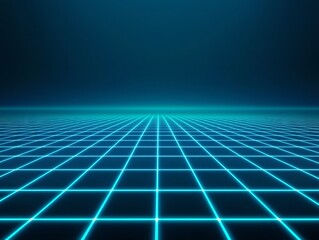 Glowing Neon Grid Backdrop for Futuristic Tech and Gaming Concepts