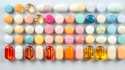 Various forms of medicine, capsules, tablets